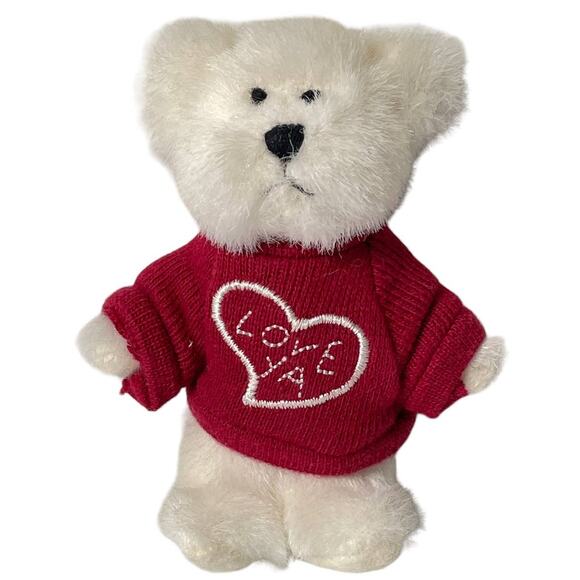 Boyds Bears Mini Message 3.5" Thinkin of Ya Love Ya Red Heart Sweater #3809052 - Picture 1 of 6